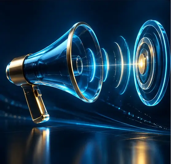 Illustration of a megaphone sending signals to a target for Google Ads