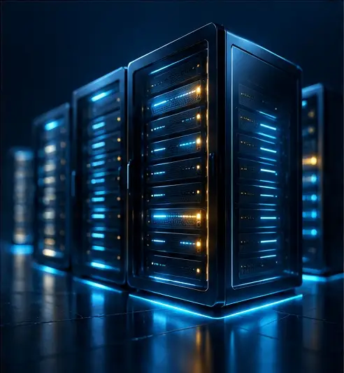 Illustration of a row of secure web servers